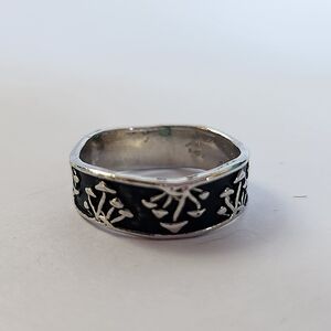 Silver Mushroom Ring Size 11.5 Wide Band Antique Finish